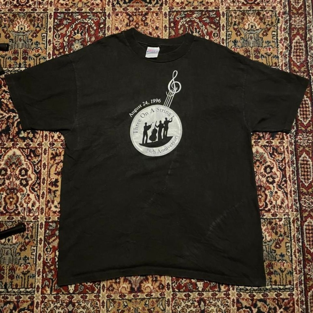 VTG 1996 three on a‎ String 25th anniversary banjo band concert tee shirt XL USA